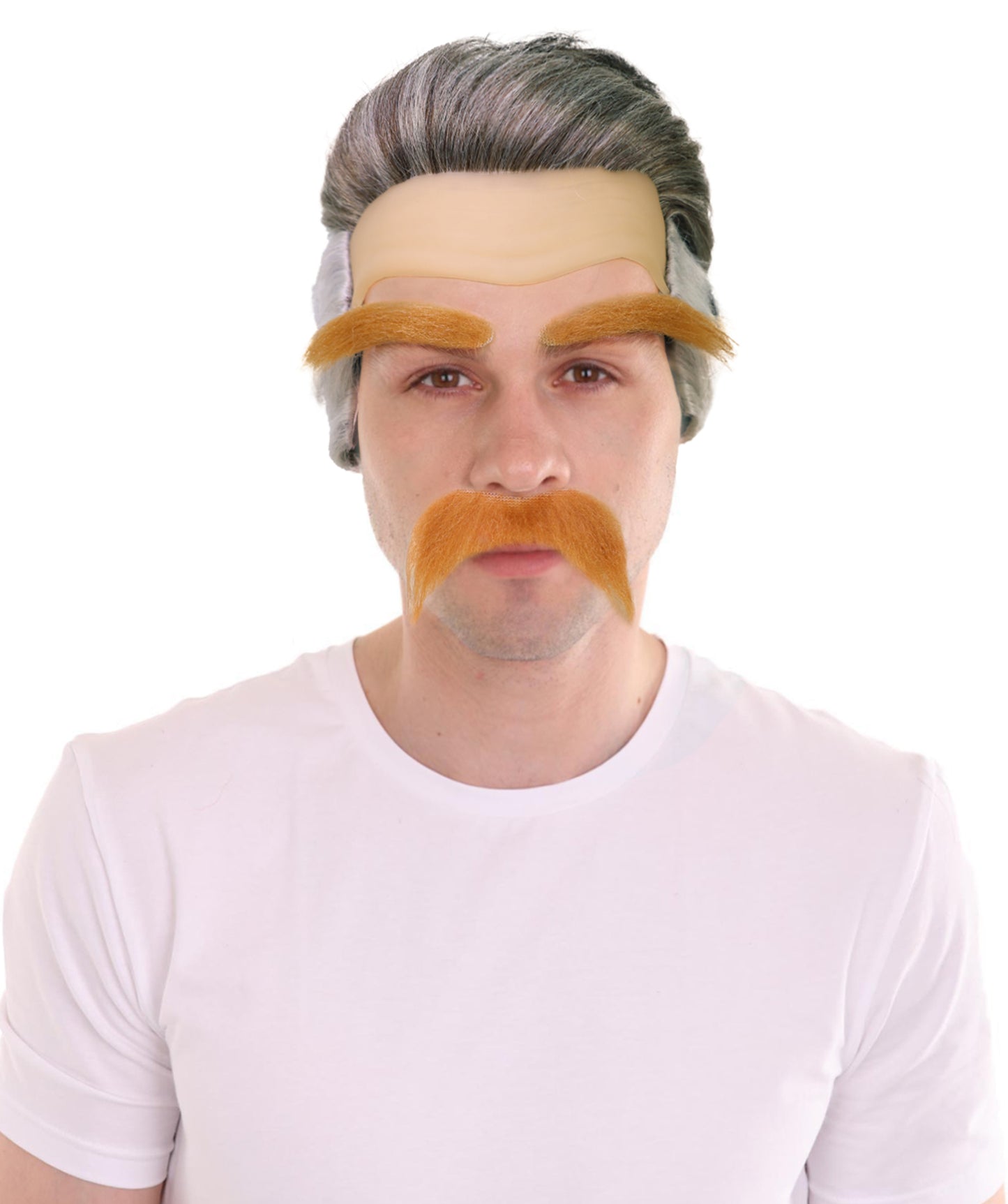HPO Adult Men’s Fake Mustache Set with Eyebrows | Stick-On Costume Facial Hair Kit for Halloween