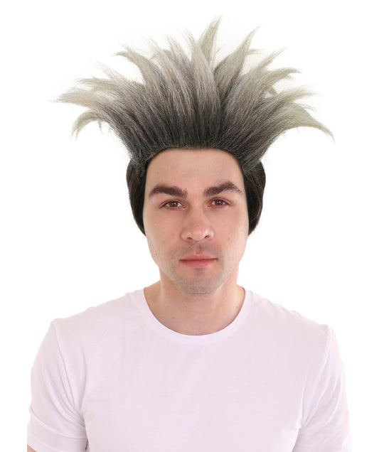 HPO Adult Men’s Multicolor Spiky Hero Wig | Green Mask & Goggles Costume Accessory | Flame-retardant Synthetic Fiber