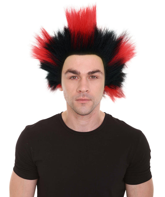 HPO Men's Lost Leader Multicolor Straight Spike Wig | Wild Synthetic Costume Hair for Halloween, and Stage