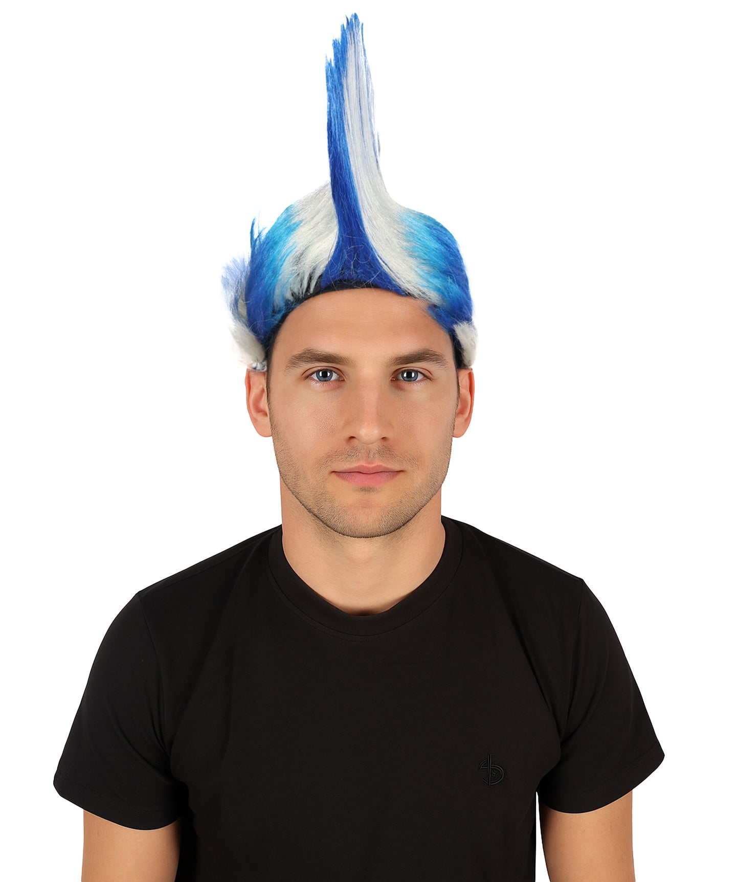 HPO Adult Men’s Mohican Multi-Color Punk Wig | Spiky Rocker Costume Hair for Parties, Festivals | Ideal for Halloween | Breathable Capless Cap