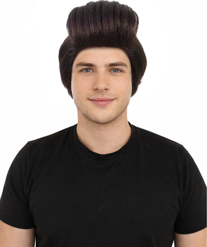 HPO Men’s High Volume Detective Style Brown Wig | Retro Fun Party Wig | Breathable Capless Cap