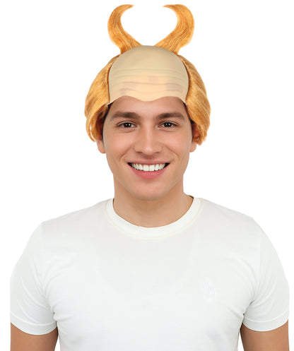 HPO Men's Horned Munchkin Wig –Light Orange Fantasy Hairpiece