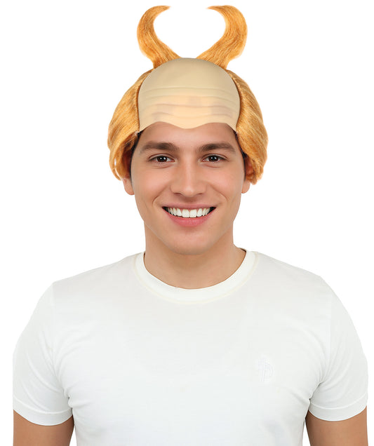 HPO Men's Horned Munchkin Wig –Light Orange Fantasy Hairpiece