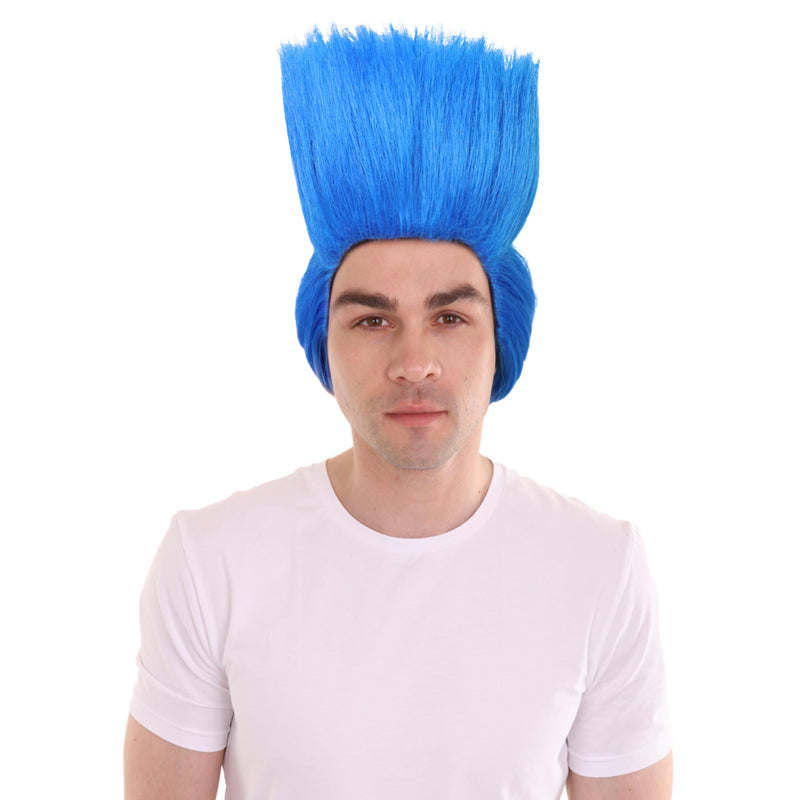 Men’s Short Straight Blue Wig – Synthetic Fiber for Adults | Breathable Capless Cap