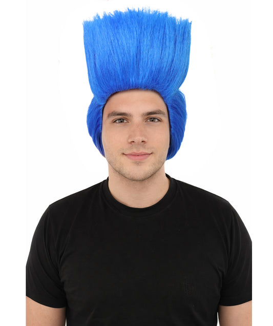 Men’s Short Straight Blue Wig – Synthetic Fiber for Adults | Breathable Capless Cap