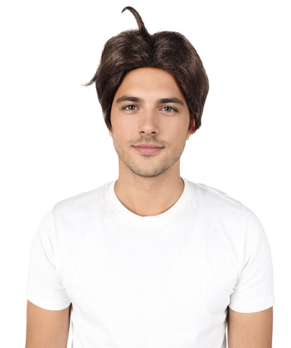 HPO Men’s Bobby Inspired Wig | Short Spiky Dark Brown Hair | Adjustable Breathable Cap | Flame-Retardant Synthetic Fiber for Costume & Cosplay