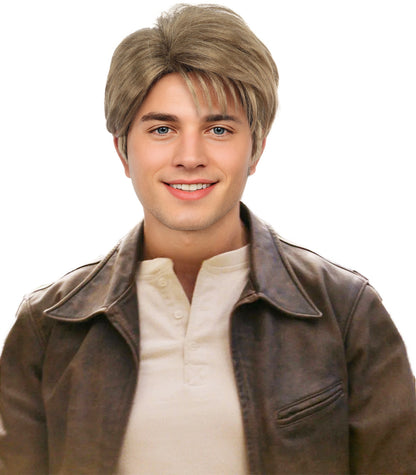 HPO Men's Short Brown Pompadour Wig | Synthetic Hair with Natural Texture | Ideal for Cosplay, Halloween & Roleplay