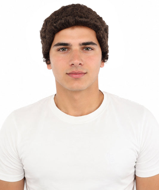Adult Men’s Curly Short Chocolate Brown Afro Wig | Natural Tight Curl Synthetic Wig | Realistic Wig for Cosplay, Halloween & Dress-Up
