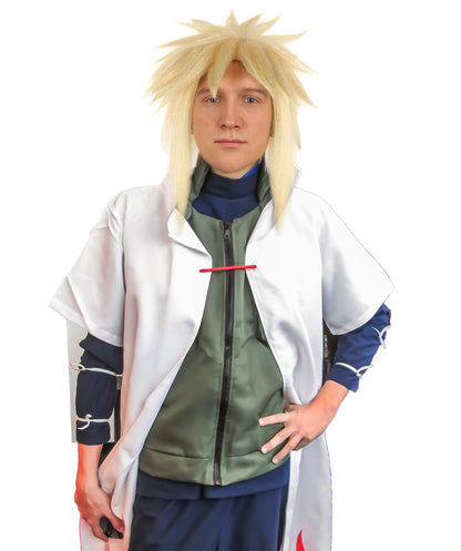 HPO Adult Men'S Anime Blonde Fluffy Cosplay Wig | Spiky Layered Hairpiece for Halloween Carnival Role Play Party Fun