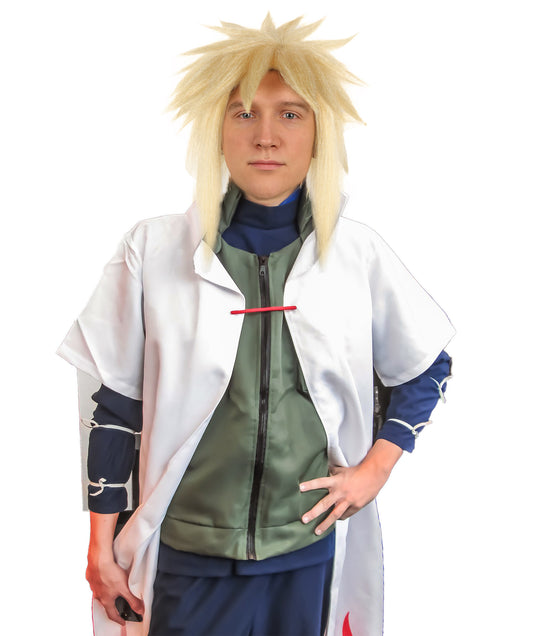 HPO Adult Men'S Anime Blonde Fluffy Cosplay Wig | Spiky Layered Hairpiece for Halloween Carnival Role Play Party Fun