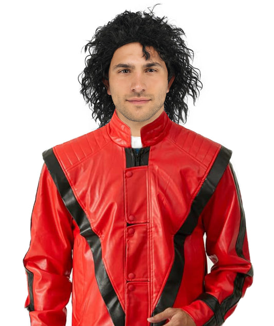 Men's Black Pop Star Curly Wig–Short Hair with Natural Texture | Designed for Cosplay,Stage Performances,Theme Parties, Photo Shoots & Retro Character Looks