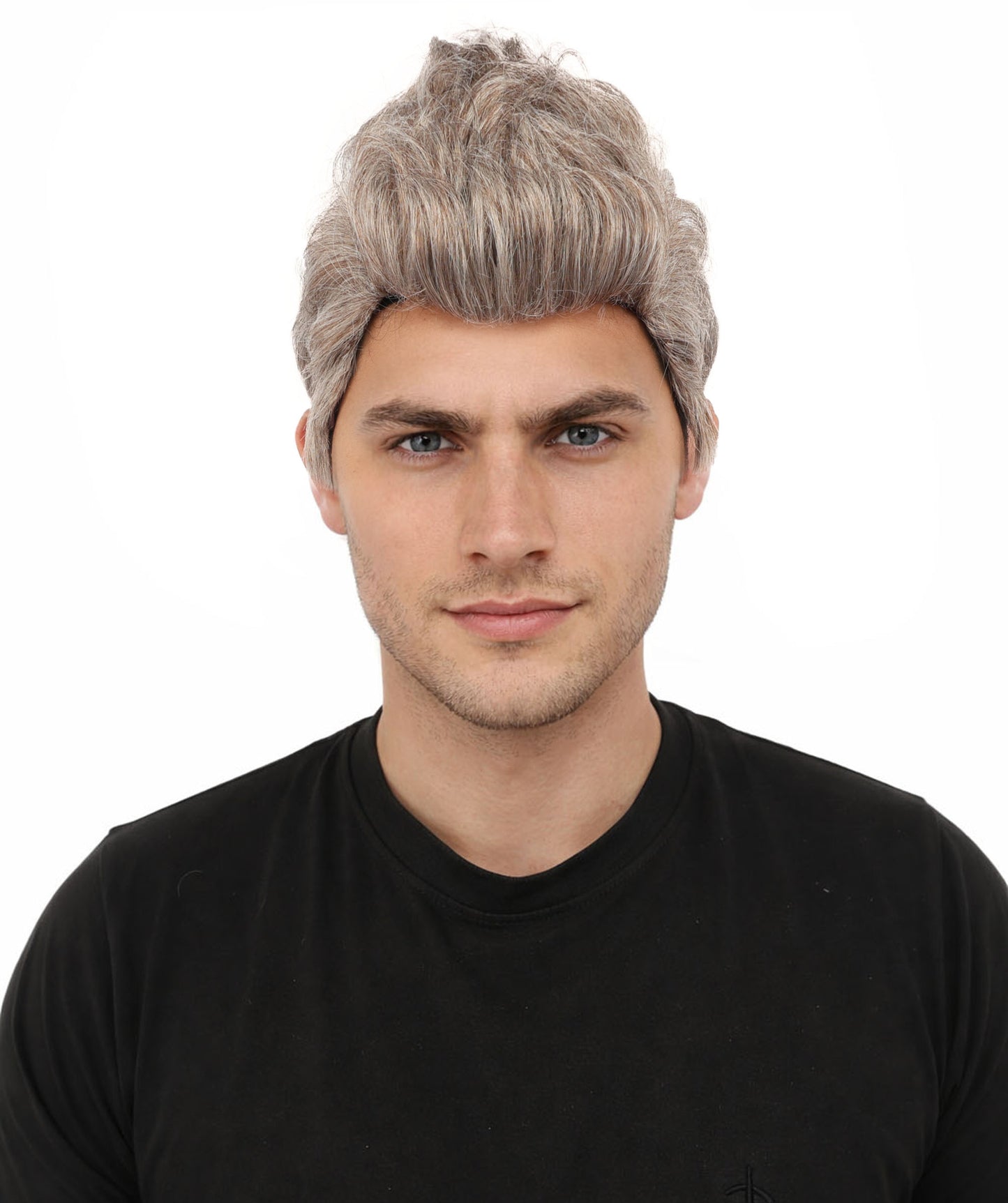 HPO Men's Heavy Metal Rocker Multicolor Wig | Multi-tonal hue, create of synthetic fiber, messy spiked texture with tapered back, breathable base | Party, Halloween, theater, drag, performance, costume events