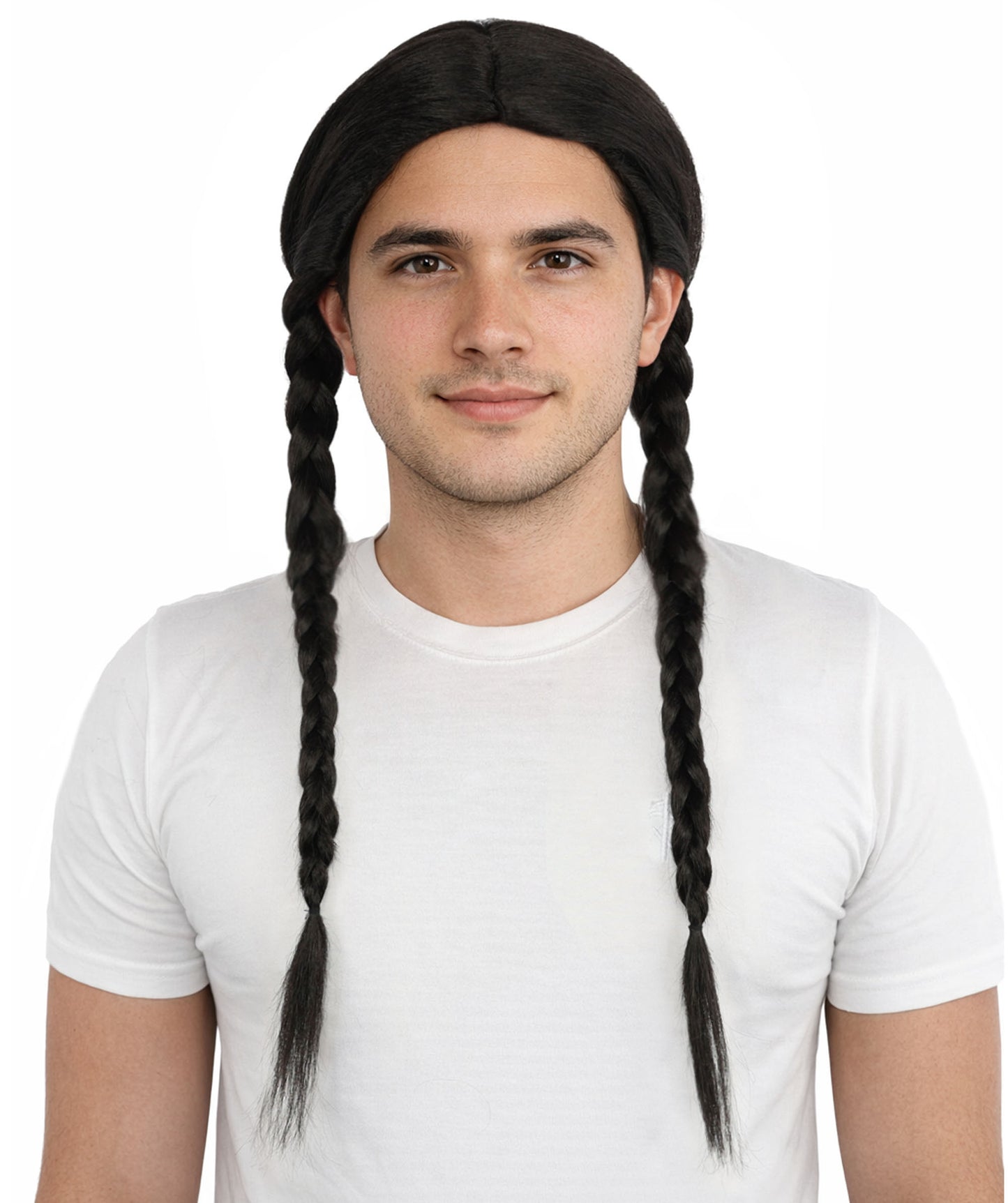 HPO Men’s Extra Long Black Braided Wig - 26” Braids with Adjustable Capless Cap | Flame-Retardant Synthetic Hair for Halloween, Rock Events, Stage & Festival Costumes