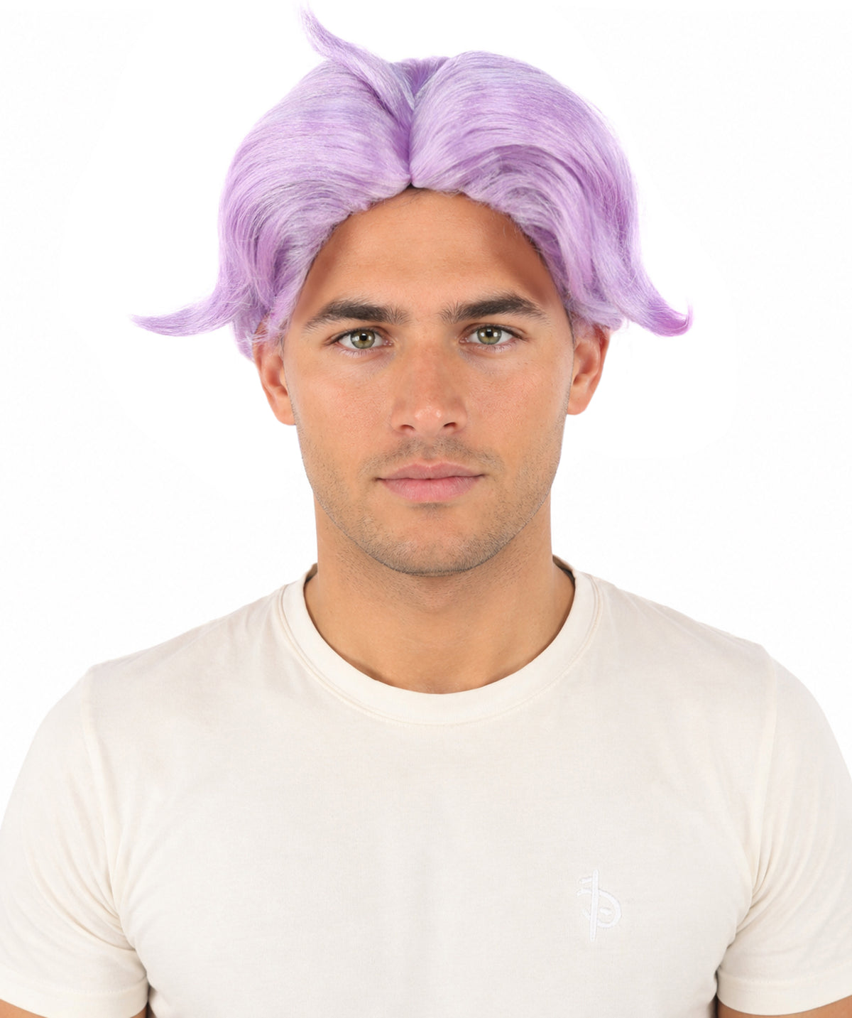HPO Men's Golden Blonde Curtain Bang Wig | Shoulder Length Wavy Surfer Style, Heat Resistant Synthetic Fiber & Breathable Net | Halloween, Funny Roleplay, Theater, 90s Party & Costume Events