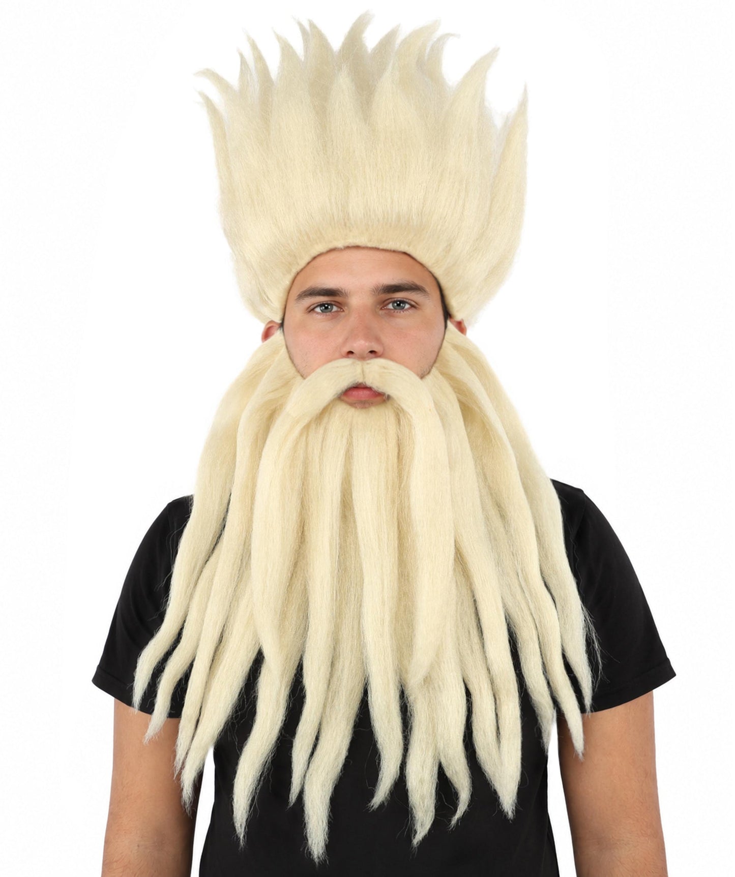 Wild Man Wig Beard & Mustache Set | Voluminous Multicolor Options Messy Hair with Matching Facial Hair, Synthetic Fiber & Breathable Cap | Halloween, Jungle Roleplay, Theater, Carnival & Costume Party