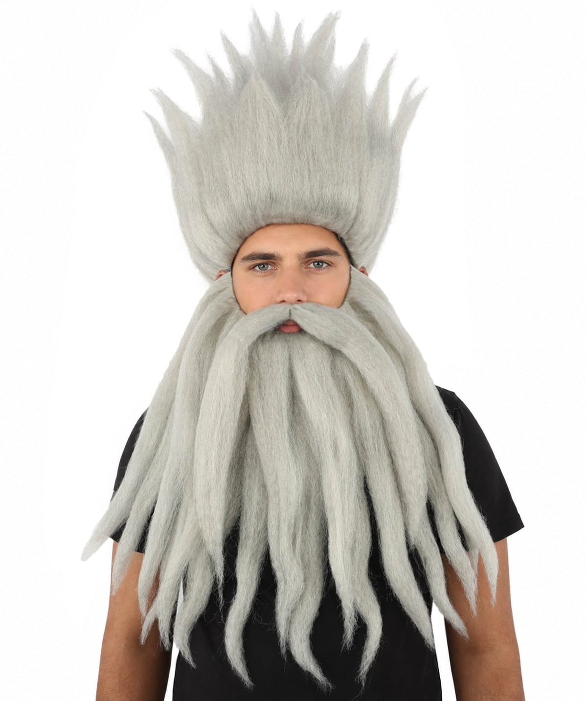 Wild Man Wig Beard & Mustache Set | Voluminous Multicolor Options Messy Hair with Matching Facial Hair, Synthetic Fiber & Breathable Cap | Halloween, Jungle Roleplay, Theater, Carnival & Costume Party