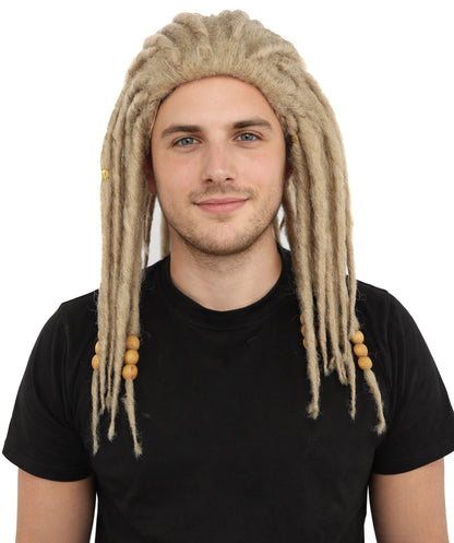 HPO Men’s Blonde Dreadlock Wig | Ideal for Cosplay, Halloween and Themed Parties | 22 Inch Realistic Texture, Adjustable Cap, and Comfortable Fit