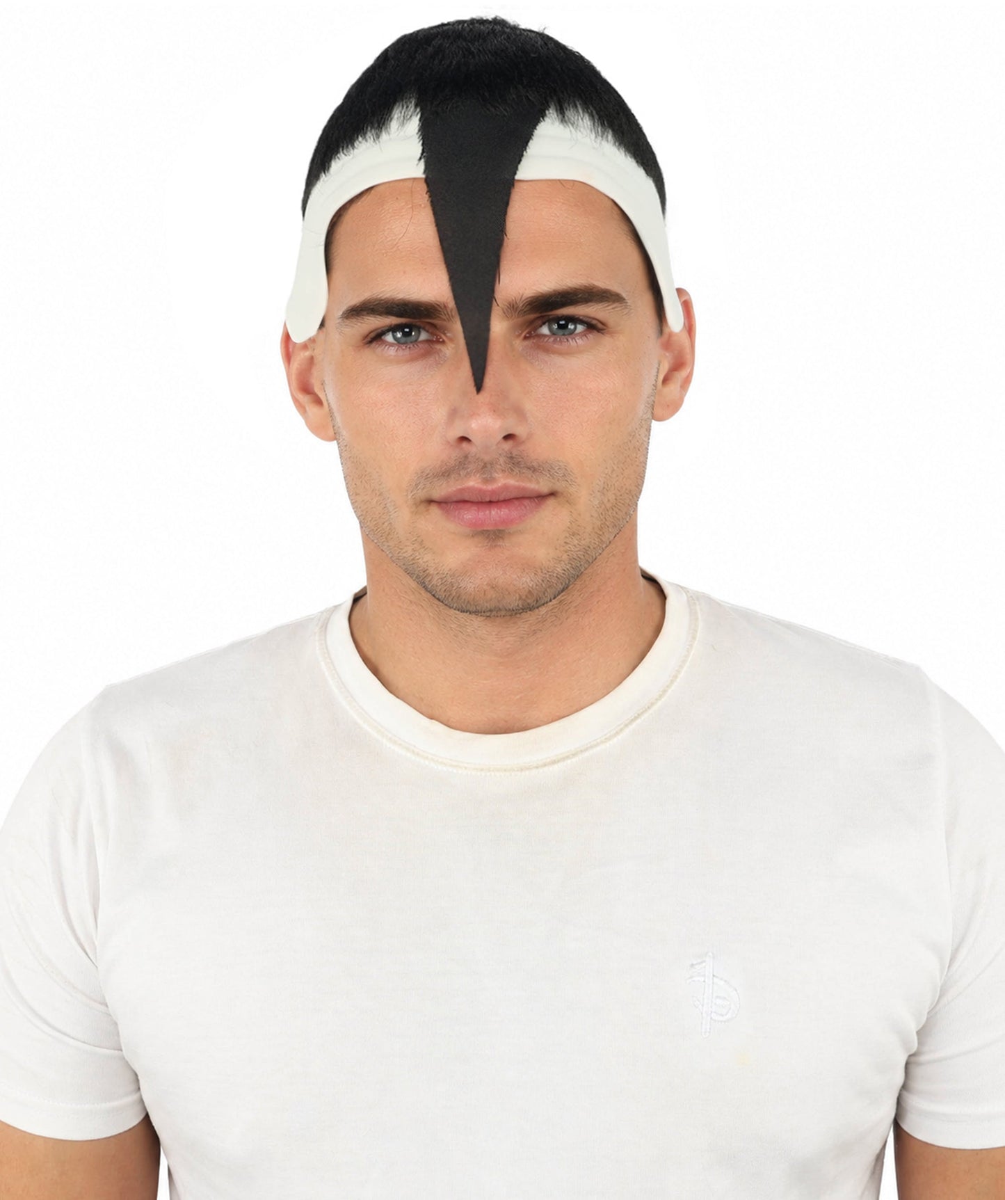 HPO Adult Men's Men's Adhesive Front Military Wig | Multicolor Options | Dark High and Tight Style with Glue-On Sideburns, Synthetic Fiber & Realistic Hairline | Halloween, Sci-Fi Roleplay, Special Effects Makeup & Costume Events