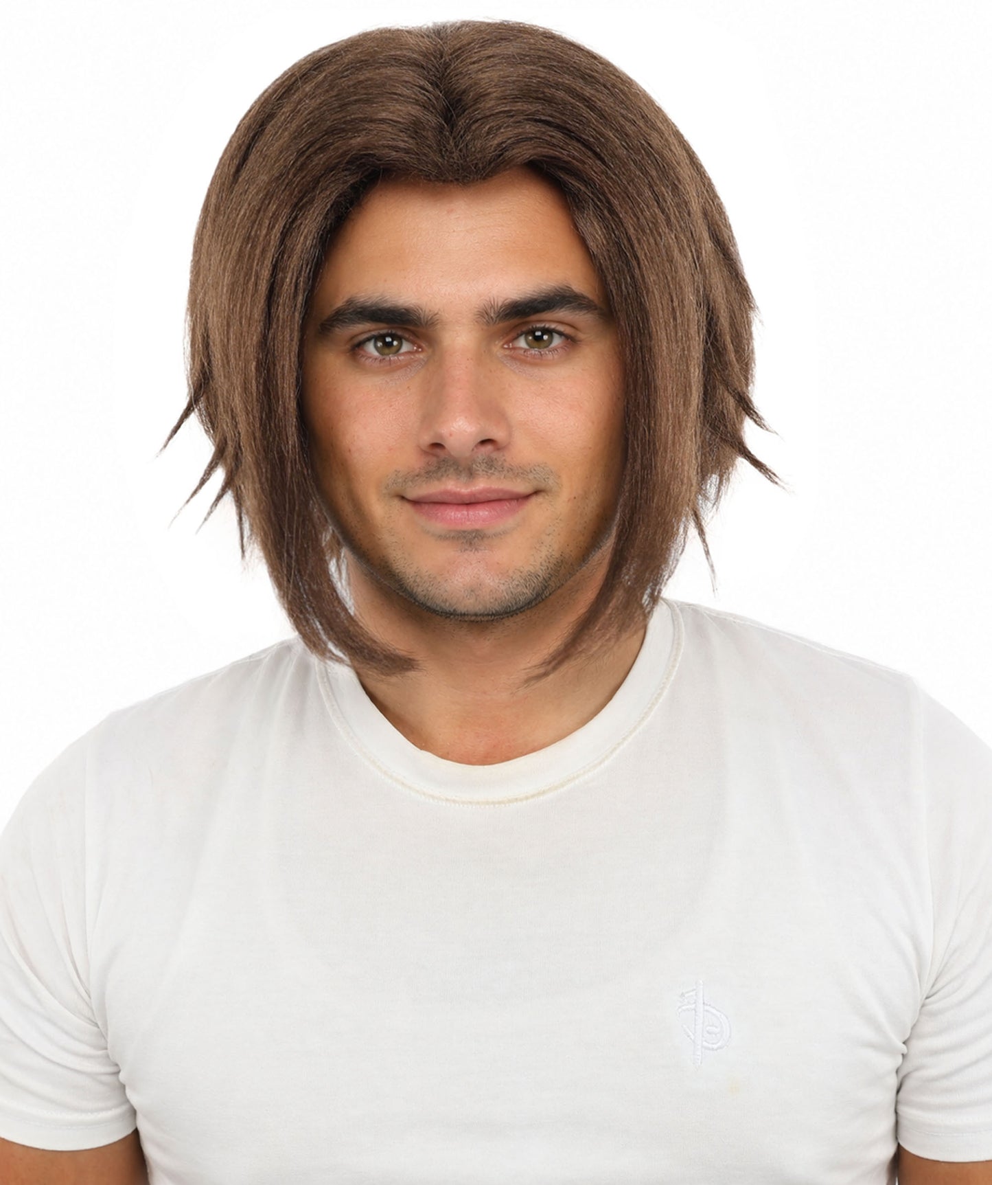 HPO Men's Two Tone Black & White Layered Anime Hair | Frosted Tips Messy Style, Natural Matte Finish, Adjustable Interior Net & Durable Strands | Carnival, Dress Up, Fantasy Conventions, Theater & Photo Shoots