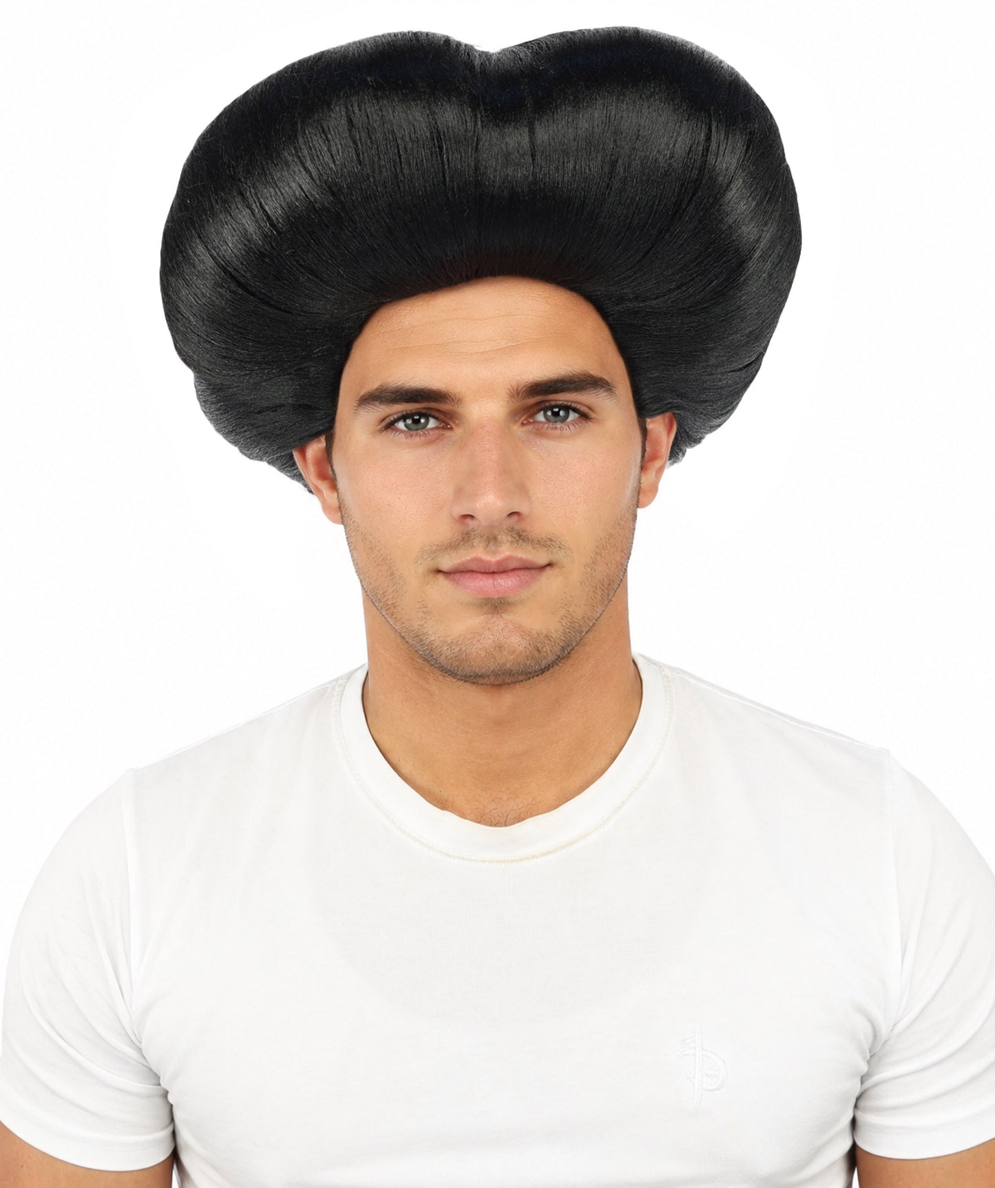 HPO Men's Mad Scientist Wig | High Volume White Vertical Hair with Faux Bald Cap Top & Structured Styling | Halloween Costume Party Theater Prop & Dress Up Accessory | Multicolor Options