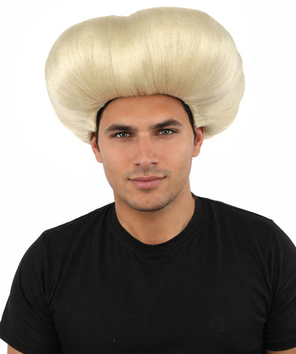 HPO Men's Mad Scientist Wig | High Volume White Vertical Hair with Faux Bald Cap Top & Structured Styling | Halloween Costume Party Theater Prop & Dress Up Accessory | Multicolor Options