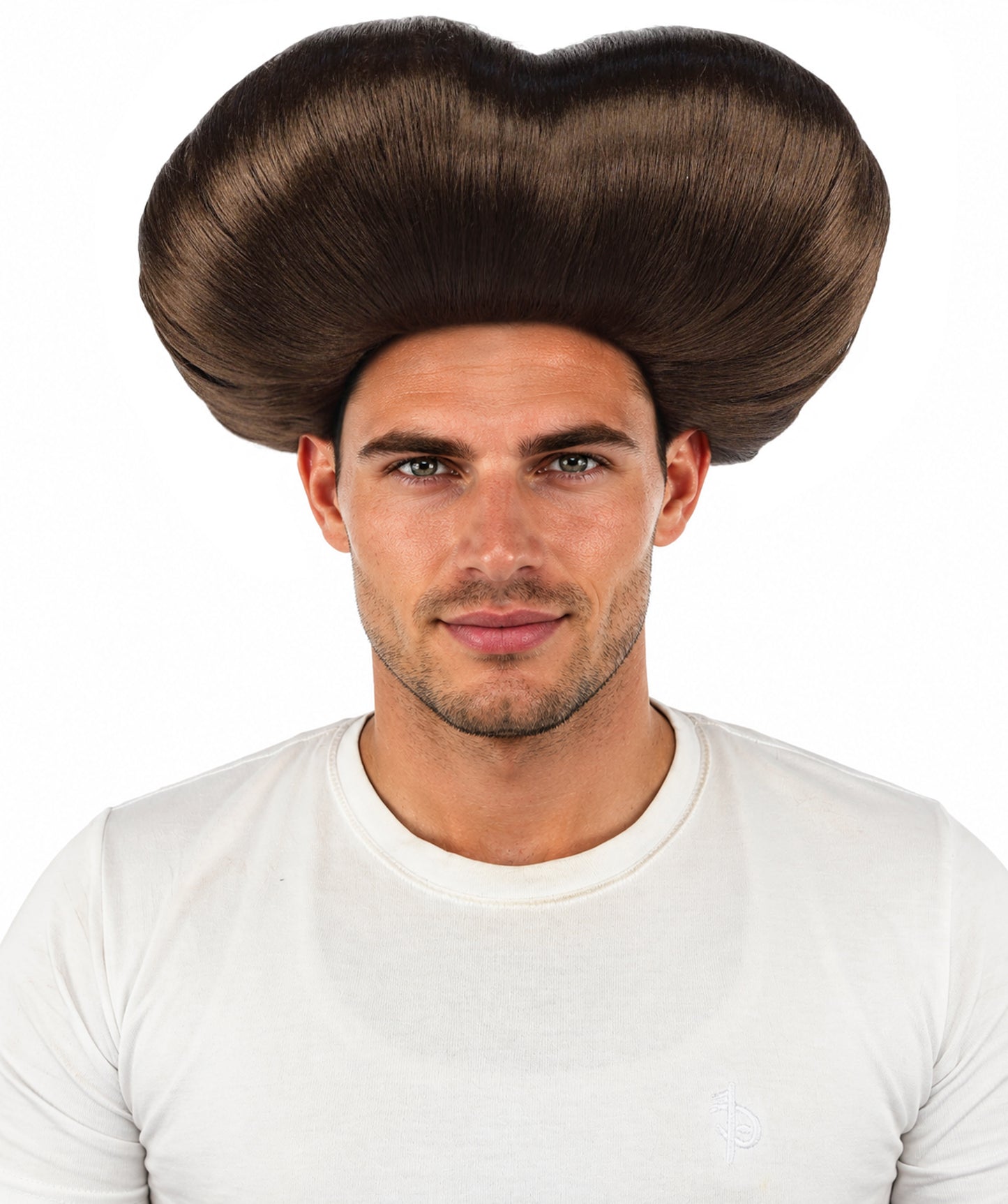 HPO Men's Mad Scientist Wig | High Volume White Vertical Hair with Faux Bald Cap Top & Structured Styling | Halloween Costume Party Theater Prop & Dress Up Accessory | Multicolor Options
