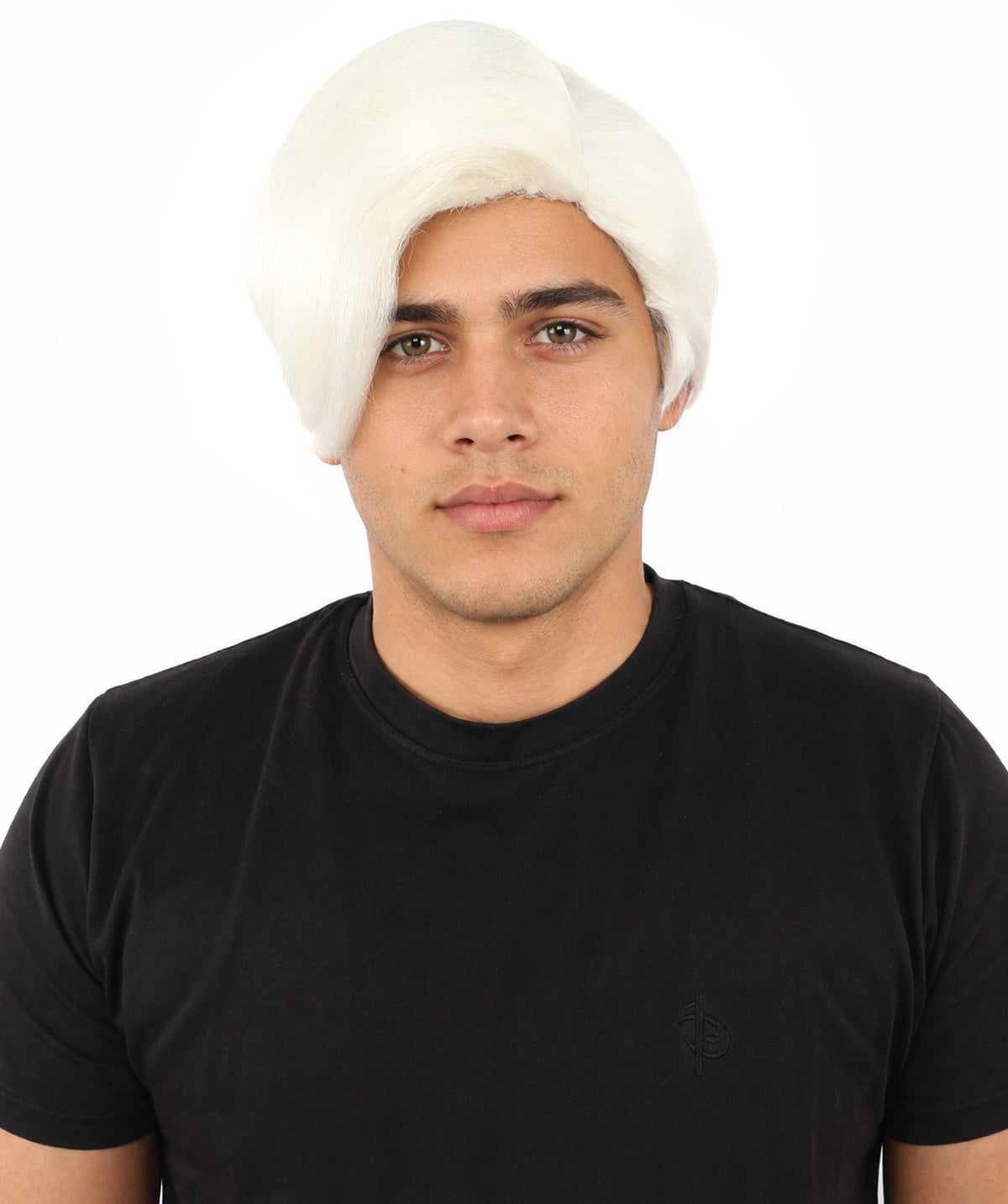 HPO Adult Men's Short Black Side Swept Wig | Thick Layered Bangs with Natural Texture,  Adjustable Cap | Halloween, Themed Party, Stage Performance & Roleplay