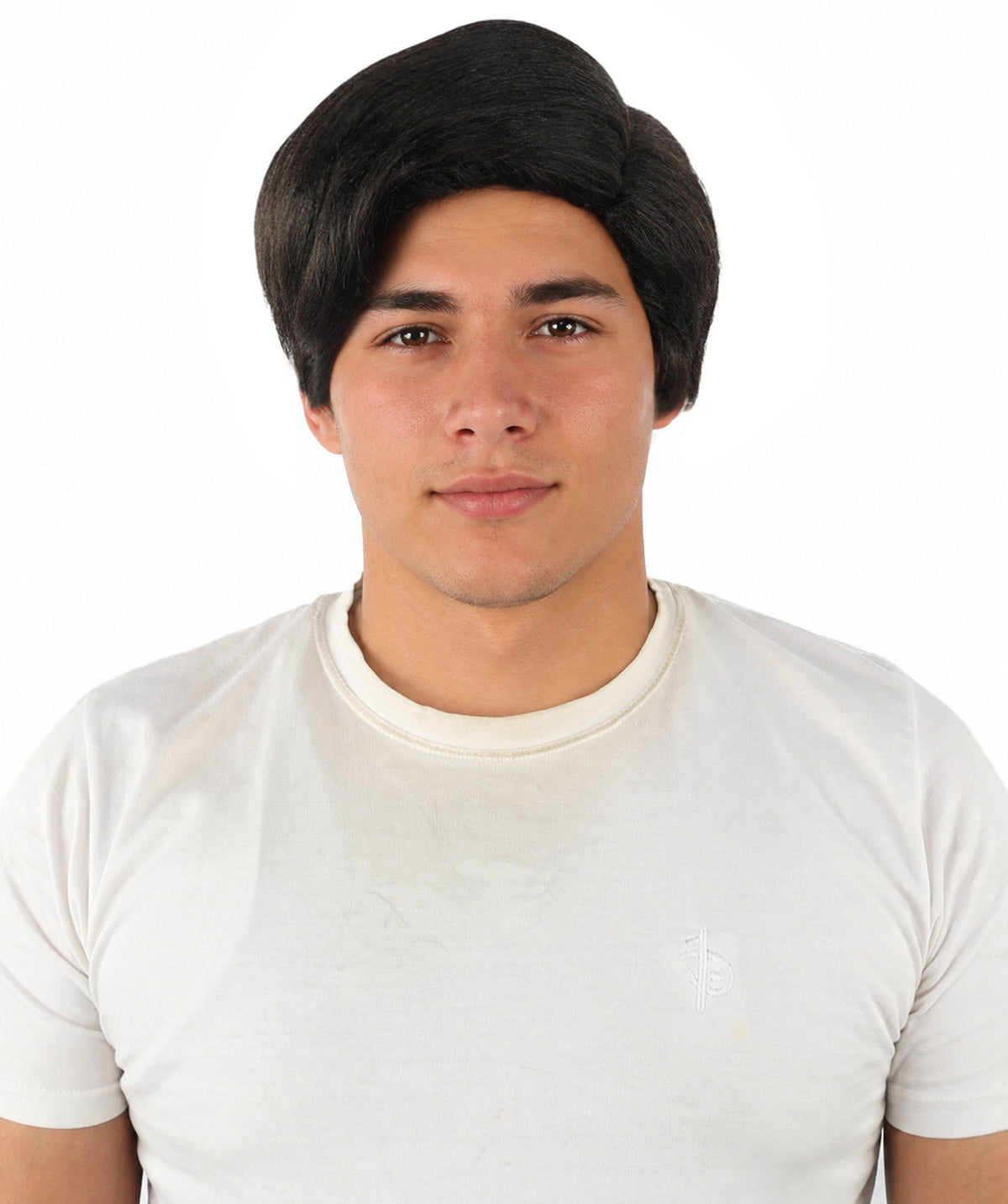 HPO Adult Men's Short Black Side Swept Wig | Thick Layered Bangs with Natural Texture,  Adjustable Cap | Halloween, Themed Party, Stage Performance & Roleplay