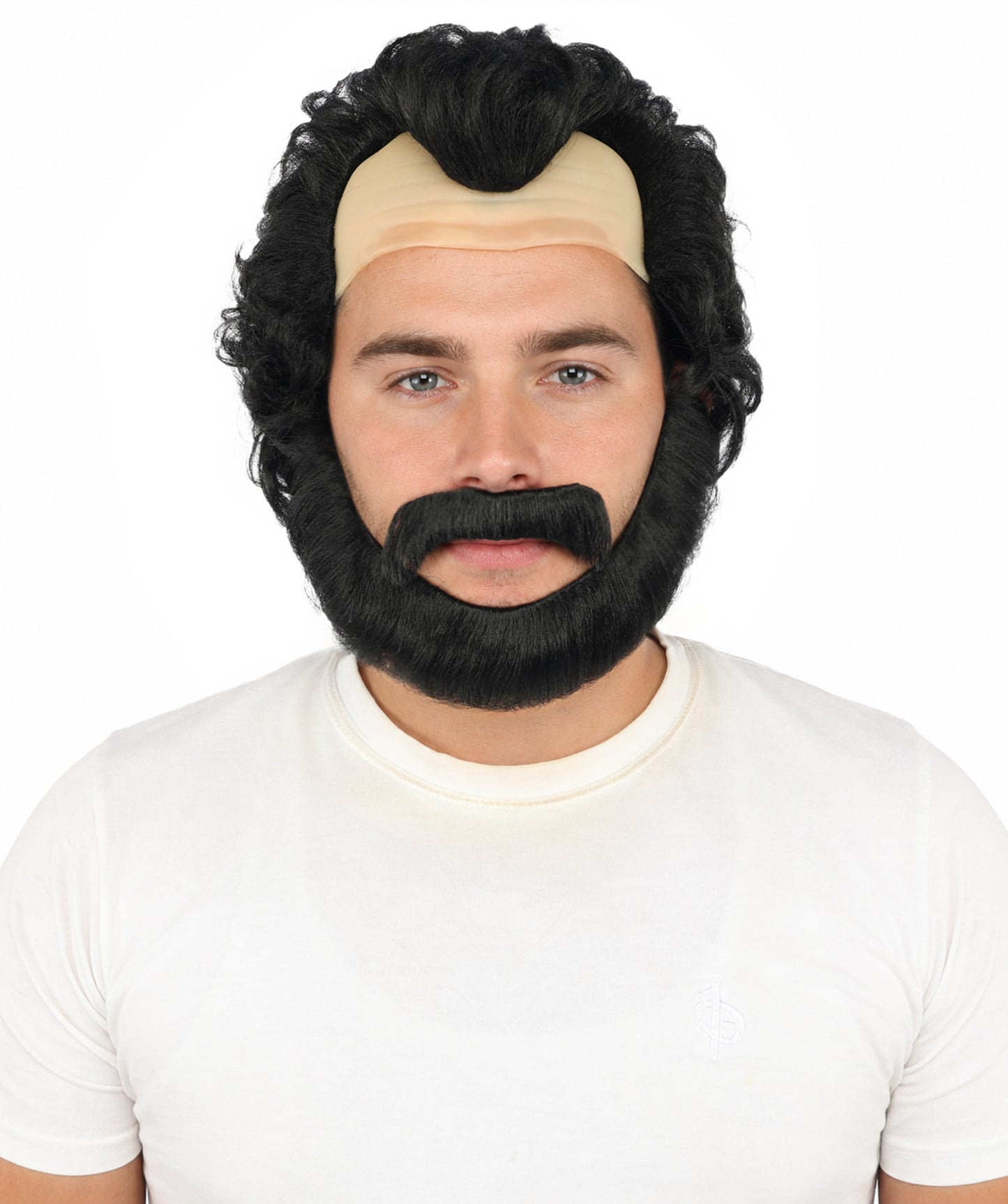 HPO Men’s Short Brown Curly Wig Beard & Mustache Set – Messy Sleepy Style Wig with Natural Afro Curls | Animated Movie-Inspired for Halloween & Cosplay Characters