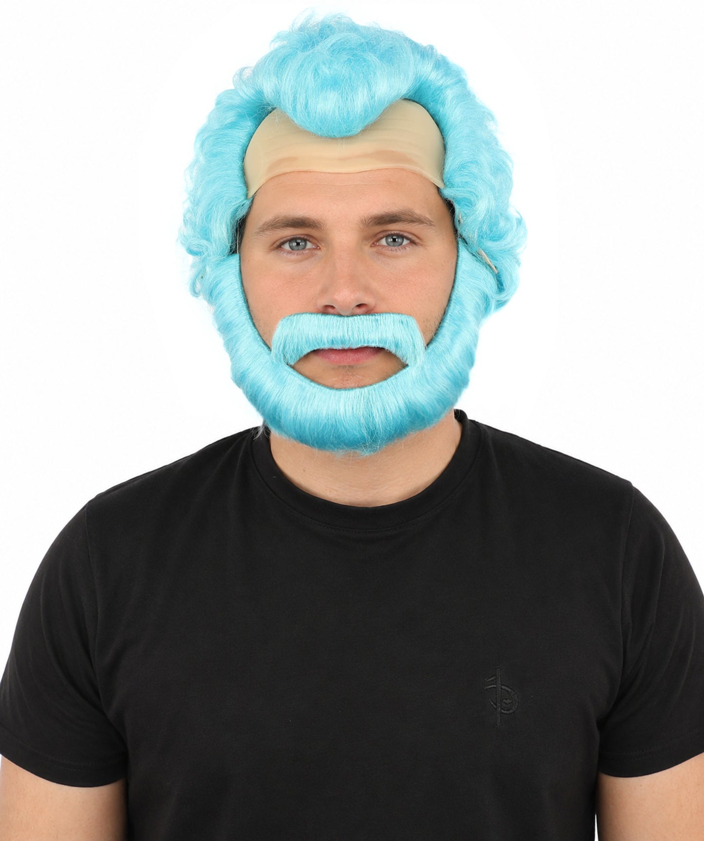 HPO Men’s Short Brown Curly Wig Beard & Mustache Set – Messy Sleepy Style Wig with Natural Afro Curls | Animated Movie-Inspired for Halloween & Cosplay Characters