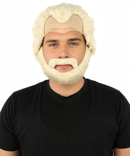 HPO Men’s Short Brown Curly Wig Beard & Mustache Set – Messy Sleepy Style Wig with Natural Afro Curls | Animated Movie-Inspired for Halloween & Cosplay Characters