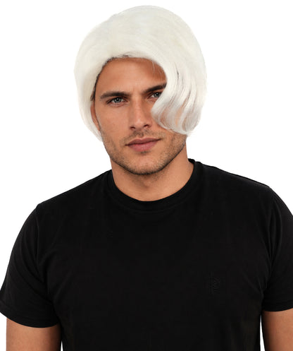 HPO Men’s Blonde Wig with Long Side Bangs  | Flame-retardant Synthetic | Ideal for Cosplay, Halloween & Party Looks