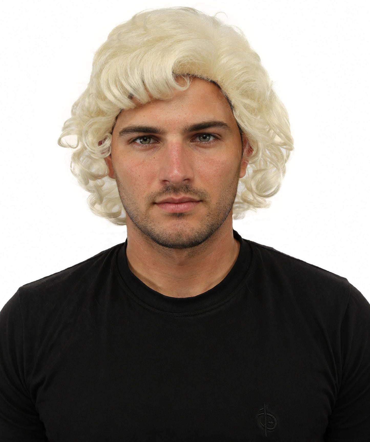 HPO Men’s 80s Light Brown Curly Mullet Wig | Flame-retardant Synthetic Fiber | Retro Movie Character Inspired Hairpiece for Cosplay & Halloween