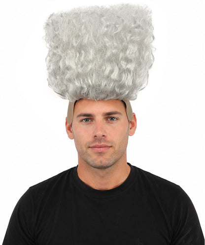 HPO Men’s Tall Afro Wig | Multicolor Options | Animated Scientist Style Hair | Funny Hairpiece with Bouncy Curls and Capless Cap | Retro Nerd Look for Parties, Shows & Halloween