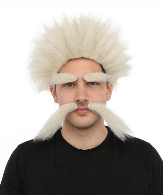 HPO Men's Medium Theatrical Blonde Wig | Solid vibrant tone, create of synthetic fiber, thick woven texture, breathable capless base | Party, Halloween, theater, drag, performance, costume events