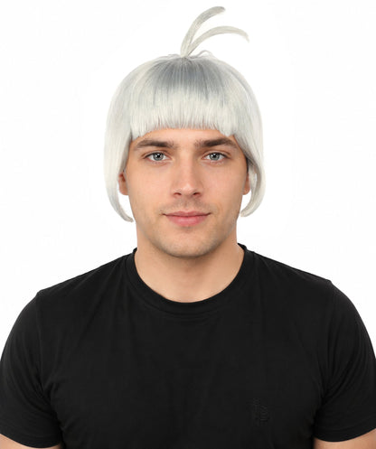 HPO Adult Men's Sleek Blunt Bob Wig | Multicolor Options | Solid color hue, create of synthetic fiber, straight smooth texture with bangs, breathable base | Party, Halloween, theater, drag, performance, costume events