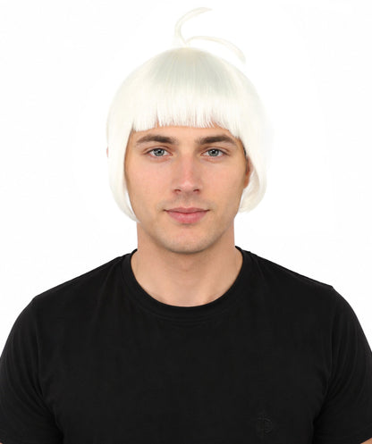 HPO Adult Men's Sleek Blunt Bob Wig | Multicolor Options | Solid color hue, create of synthetic fiber, straight smooth texture with bangs, breathable base | Party, Halloween, theater, drag, performance, costume events