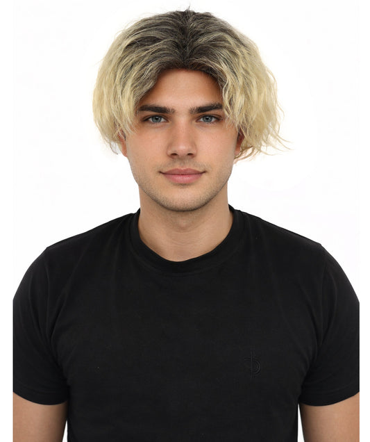 HPO Adult Men's Messy Wavy Shag Wig | Multiple Color Options | Create of synthetic fiber, relaxed tousled volume, breathable base | Party, Halloween, theater, drag, performance, costume events