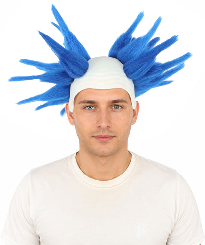 HPO Adult Men's Spiky Bald Illusion Wig | Multiple Color Options  |  Two-tone vibrant hue, create of synthetic fiber, stiff spiked volume, integrated forehead piece | Party, Halloween, theater, drag, performance, costume events
