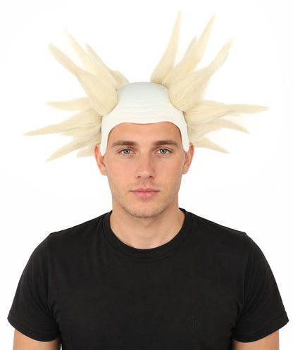 HPO Adult Men's Spiky Bald Illusion Wig | Multiple Color Options  |  Two-tone vibrant hue, create of synthetic fiber, stiff spiked volume, integrated forehead piece | Party, Halloween, theater, drag, performance, costume events