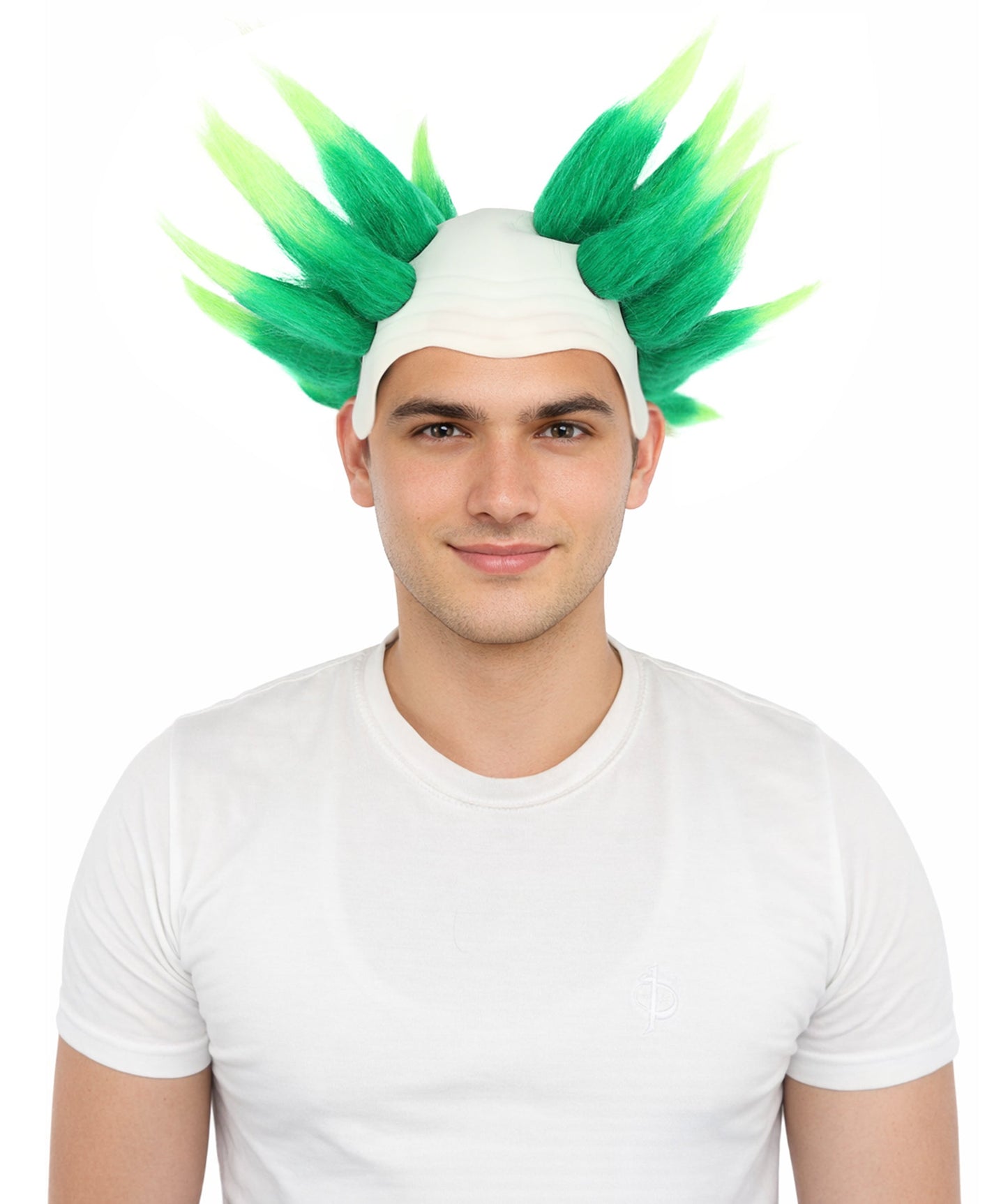 HPO Adult Men's Spiky Bald Illusion Wig | Multiple Color Options  |  Two-tone vibrant hue, create of synthetic fiber, stiff spiked volume, integrated forehead piece | Party, Halloween, theater, drag, performance, costume events