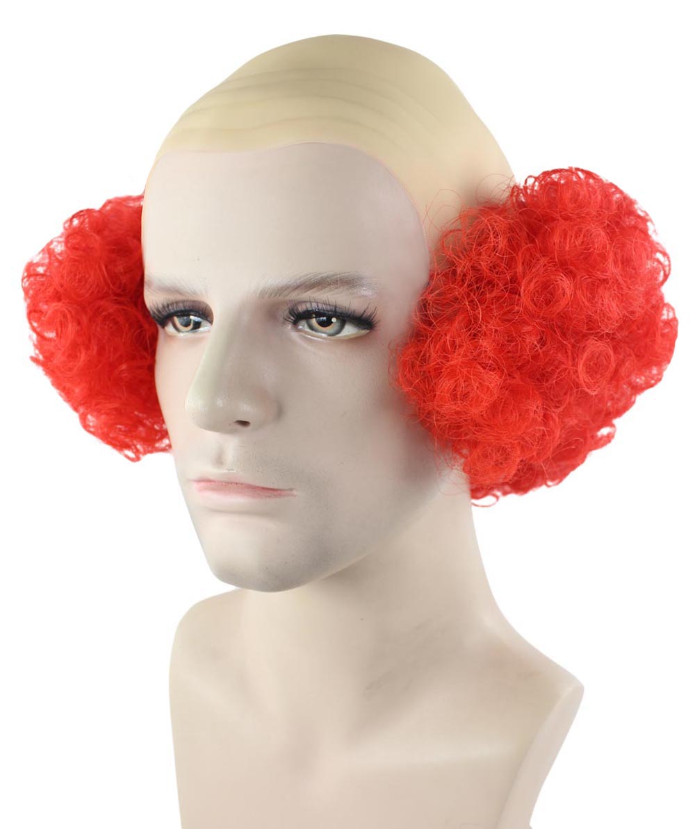 Bald Curly Red Mens Clown Wig | Red Wig With Cap | Flame-Retardant Synthetic Fiber