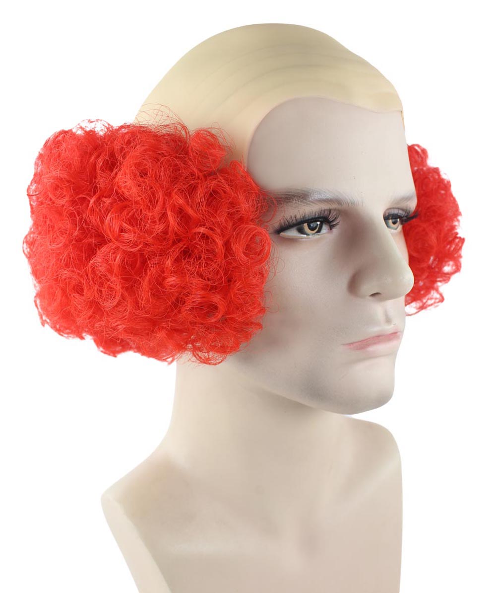 Bald Curly Red Mens Clown Wig | Red Wig With Cap | Flame-Retardant Synthetic Fiber