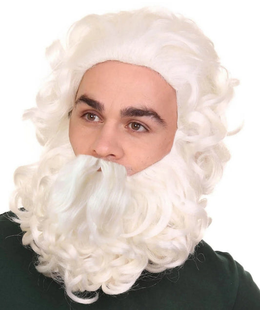 Professional Men's Santa Wig And Full Beard Set |  Multiple Color Merry Christmas Wigs | Premium Breathable Capless Cap