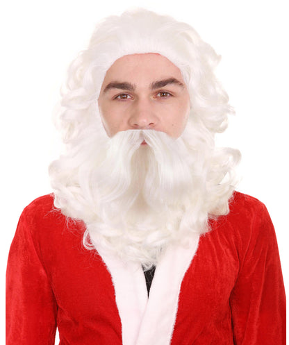 Professional Men's Santa Wig And Full Beard Set |  Multiple Color Merry Christmas Wigs | Premium Breathable Capless Cap