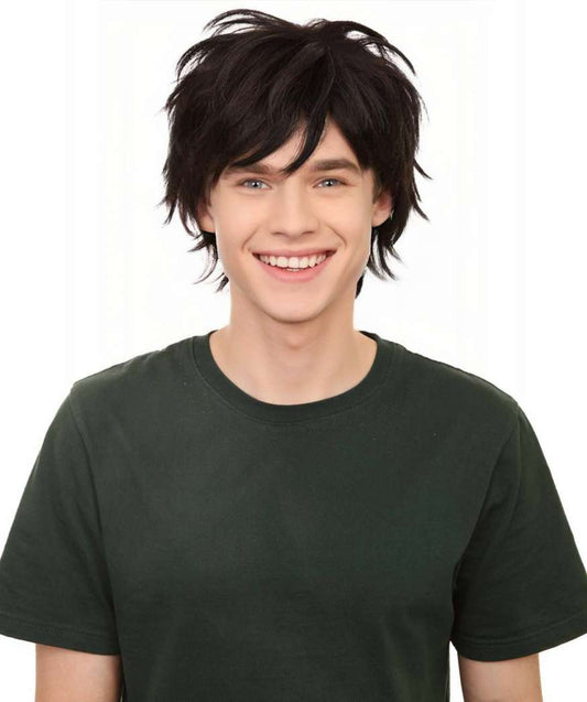Animation Hero Wig | Black Fancy Halloween Wig | Premium Breathable Capless Cap