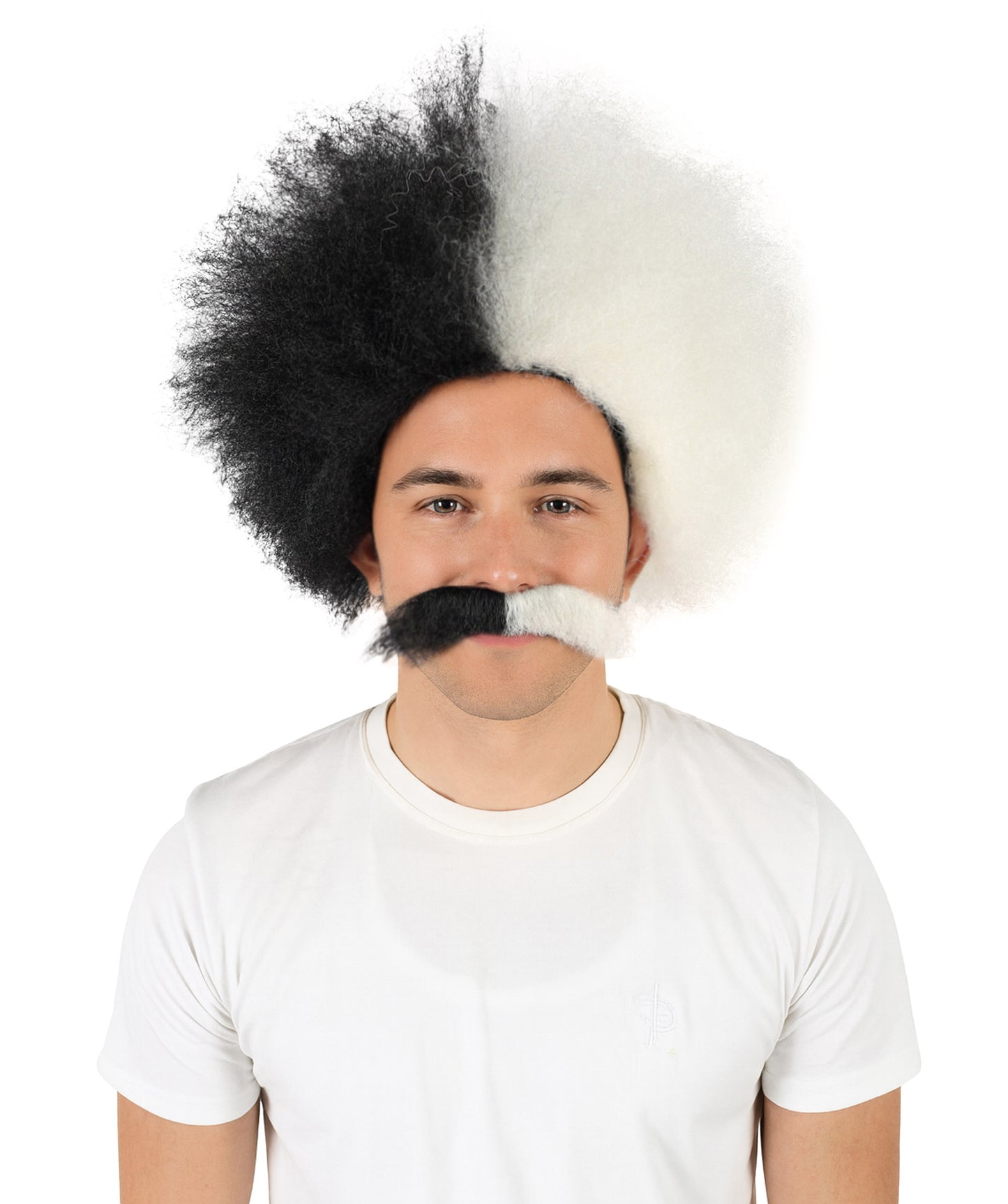 Mad Scientist Mens Wig & Mustache | Jumbo Halloween Wig | Premium Breathable Capless Cap