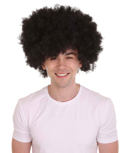 Men Disco Afro Wig | Jumbo Fancy Halloween Wig | Premium Breathable Capless Cap