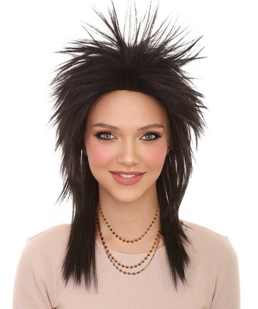 80's Rock Star Black hair| Pop Singer Halloween Wig | Premium Breathable Capless Cap