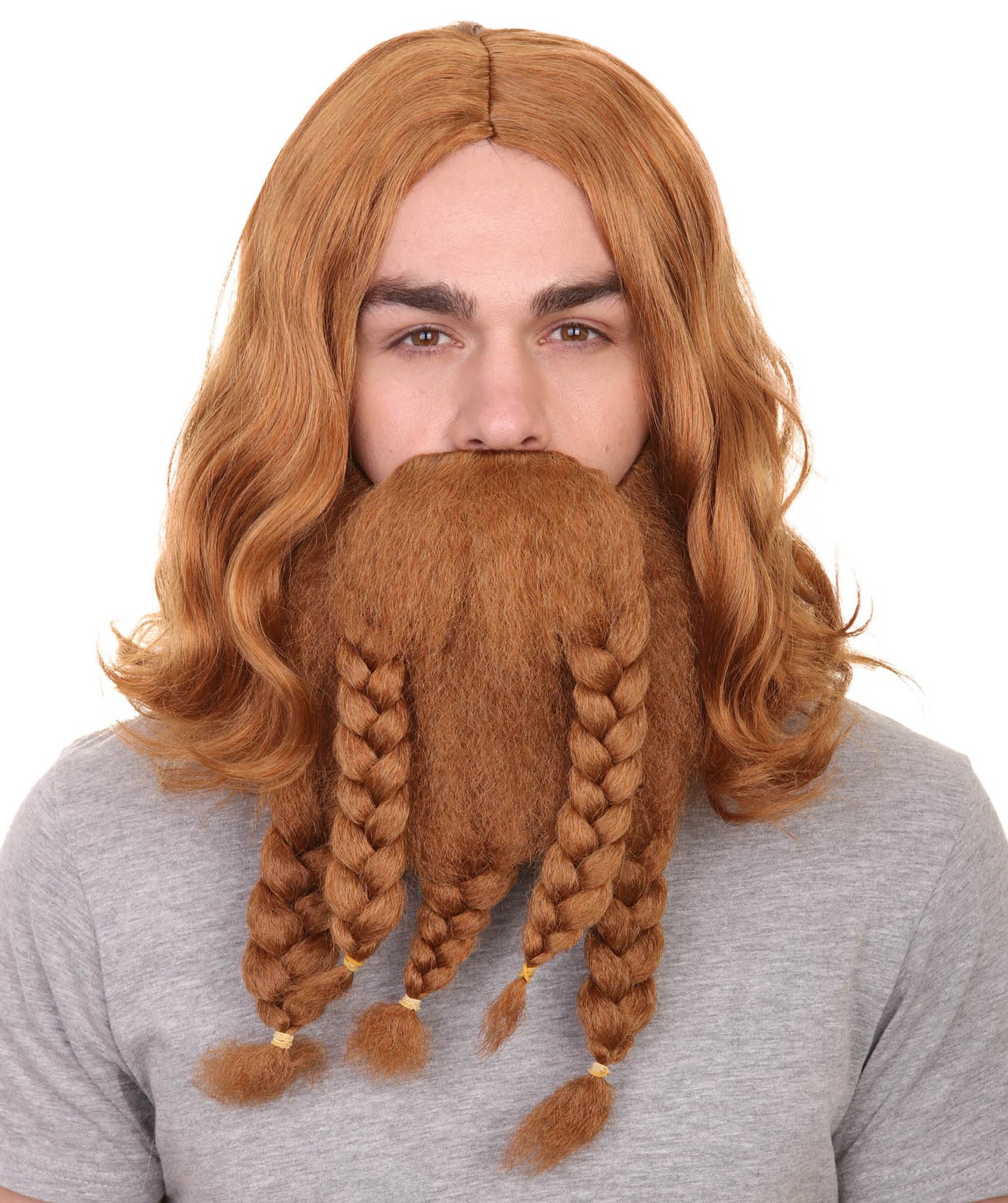 Film Pirate Mens Wig and Full Beard Set | Halloween Wig | Multiple Colors | Premium Breathable Capless Cap